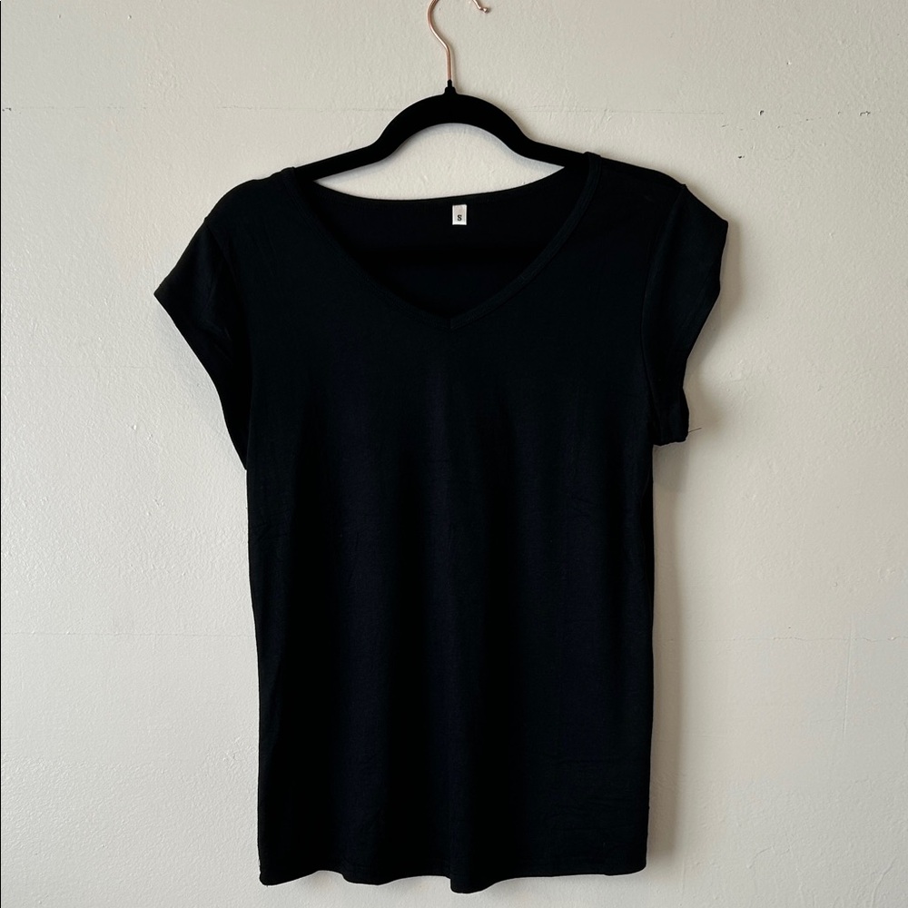 Classic Black V-Neck Women's Top